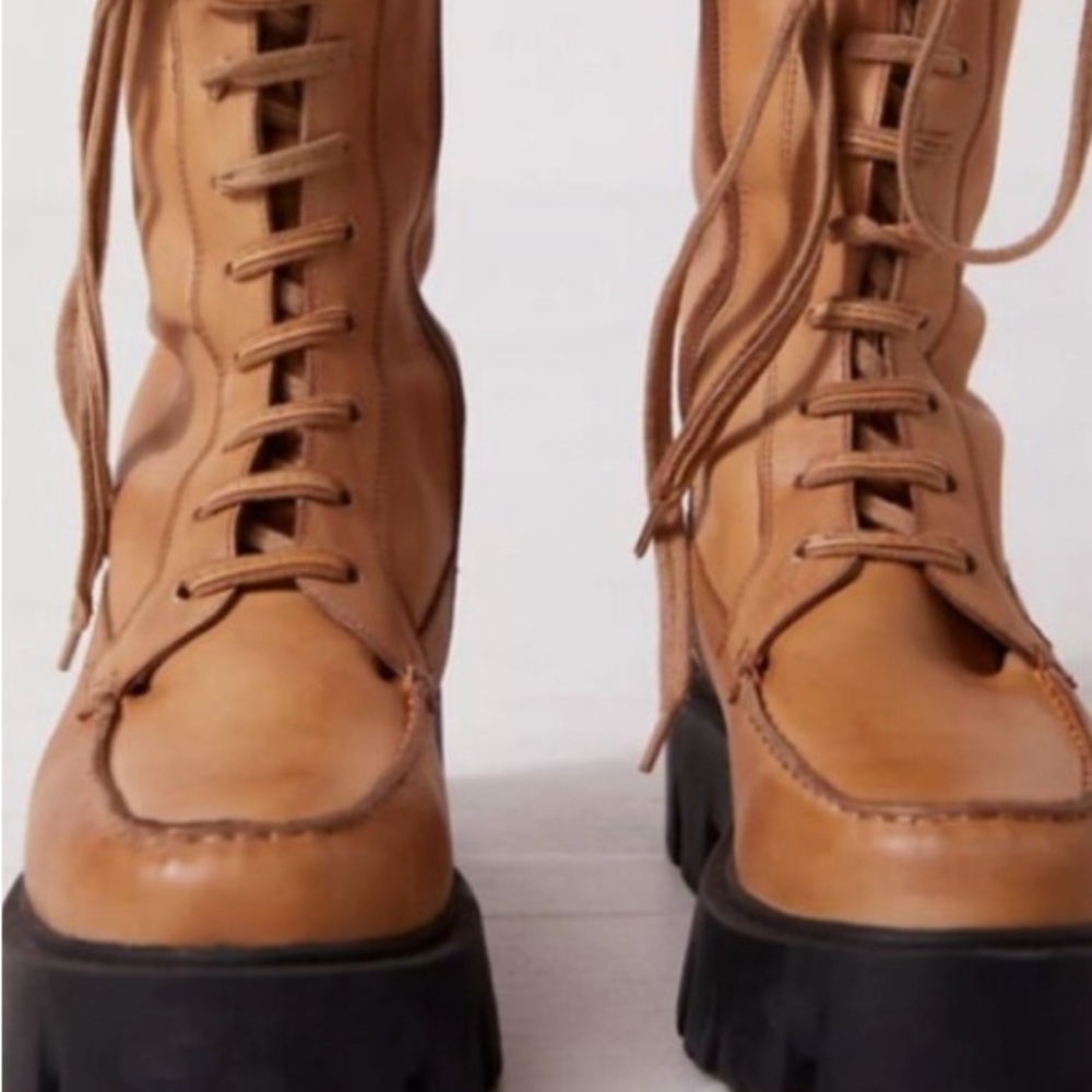 Brand NEW 
Free People Jones Tan Combat Boots sz6 fit sz7